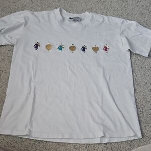 Bob Mackie White Tee with Colorful  Golf Embroidery